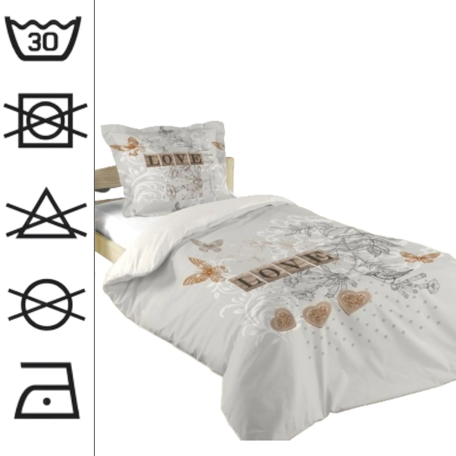 Stof Clémence housse de couette 140x200 gris coton enfant