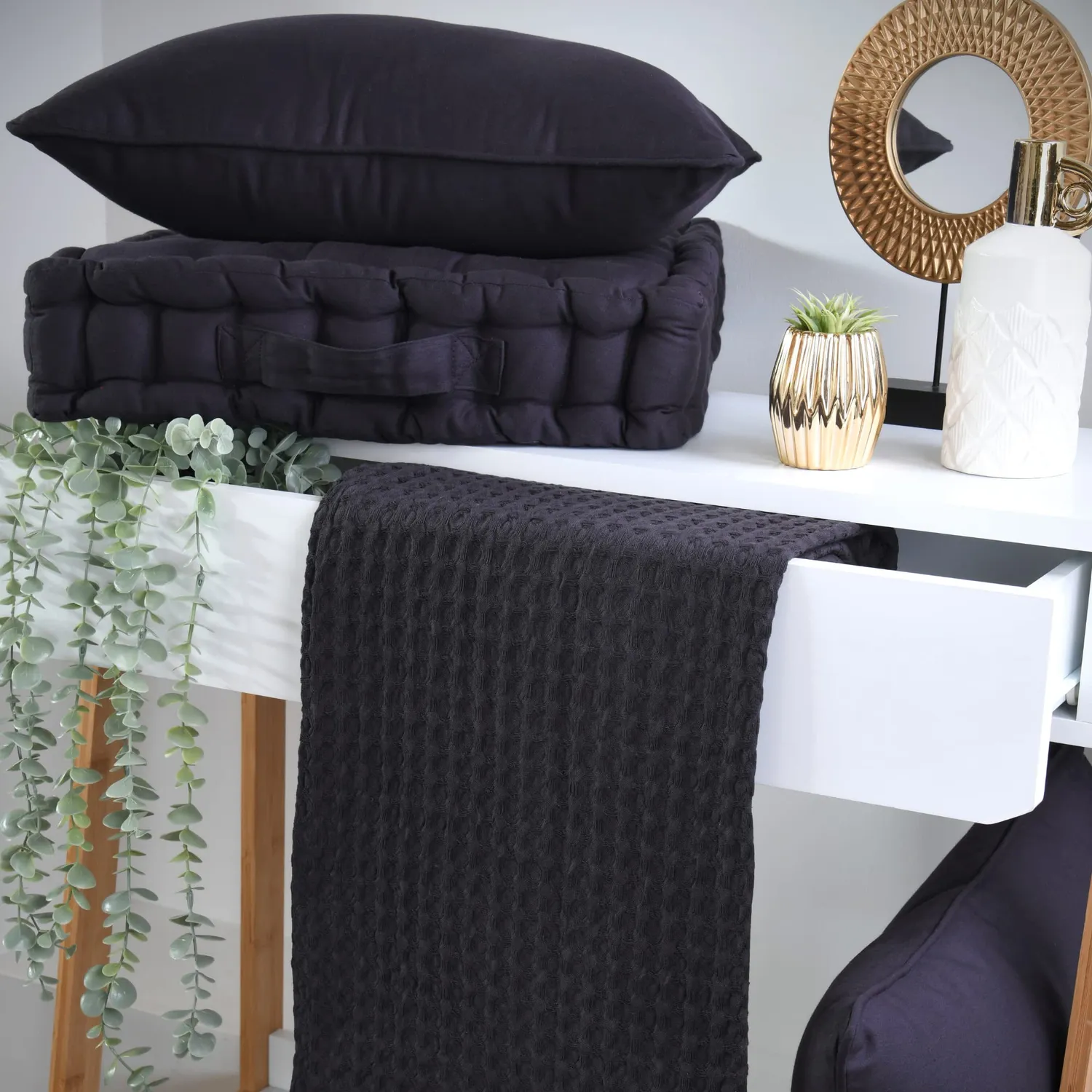 Stof Oxford coussin 45x45 carbone satin de coton