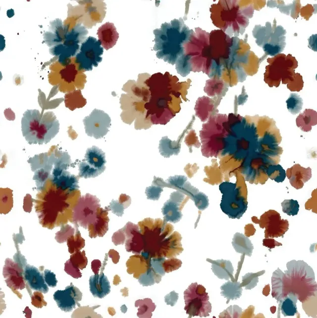 Elastron Aquarela Berry tissu floral effet aquarelle