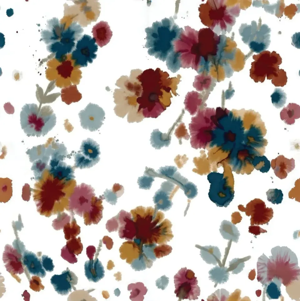 Elastron Aquarela Berry tissu floral effet aquarelle