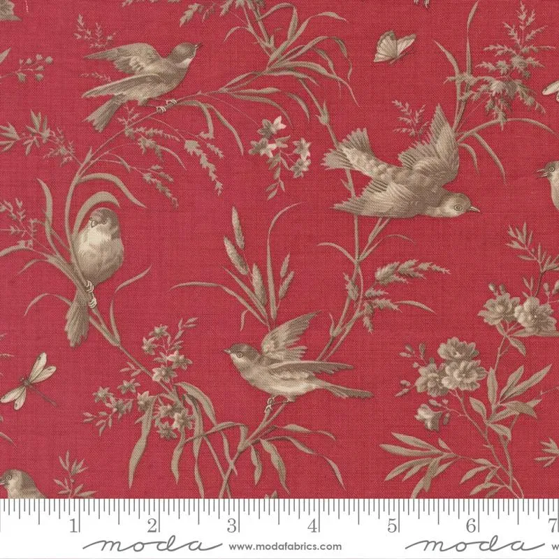 French General Joie De Vivre Rouge 13983 14 tissu coton rouge