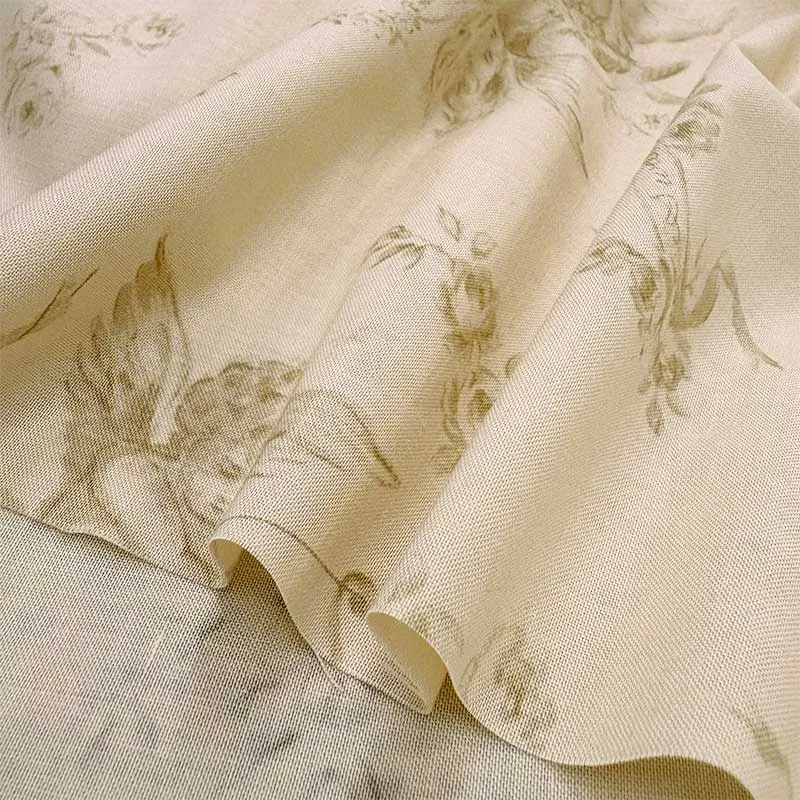 Yoko Saito 2026-01-A03 tissu coton beige anges au mètre