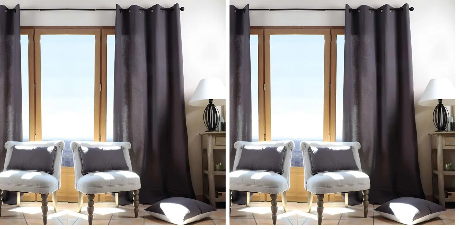 STOF Duo rideau occultant coton gris 135x240 cm 1 panneau