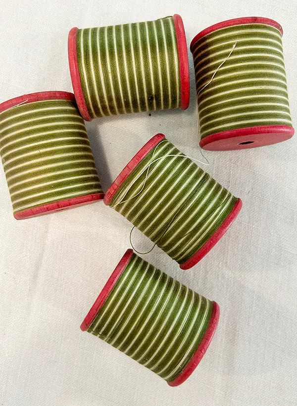 French General fil coton vert chiné bobine vintage