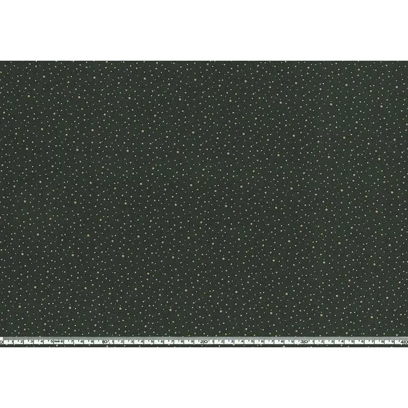 Yoko Saito 2026-03-A12 tissu coton pois kaki fond vert