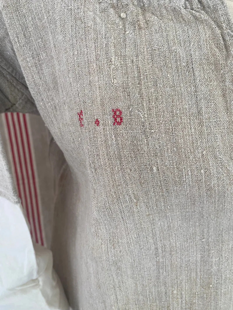 French General Found in France chemise n°8 toile ancienne taille 8-10