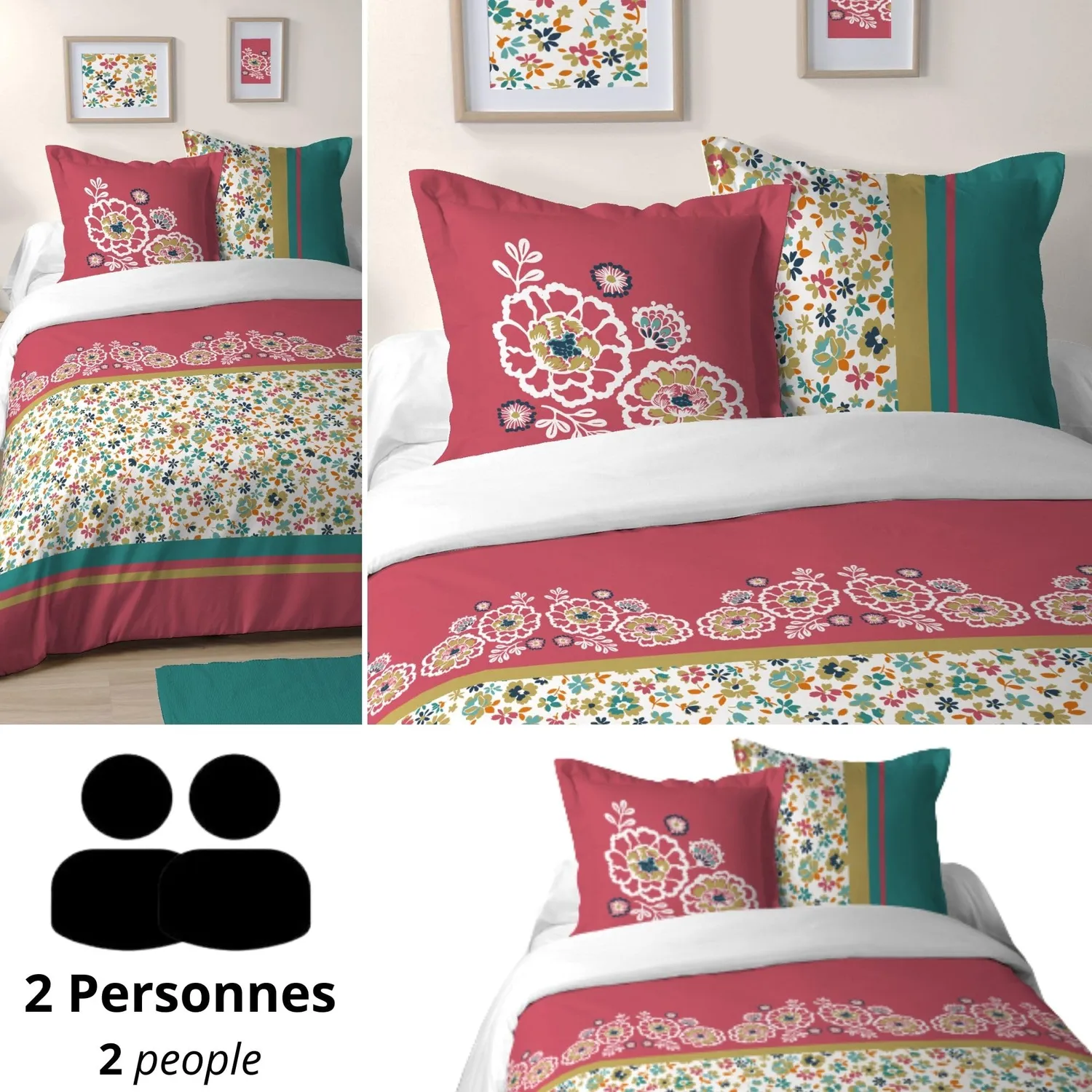 Stof Amaryllis parure housse de couette 240x220 coton multicolore