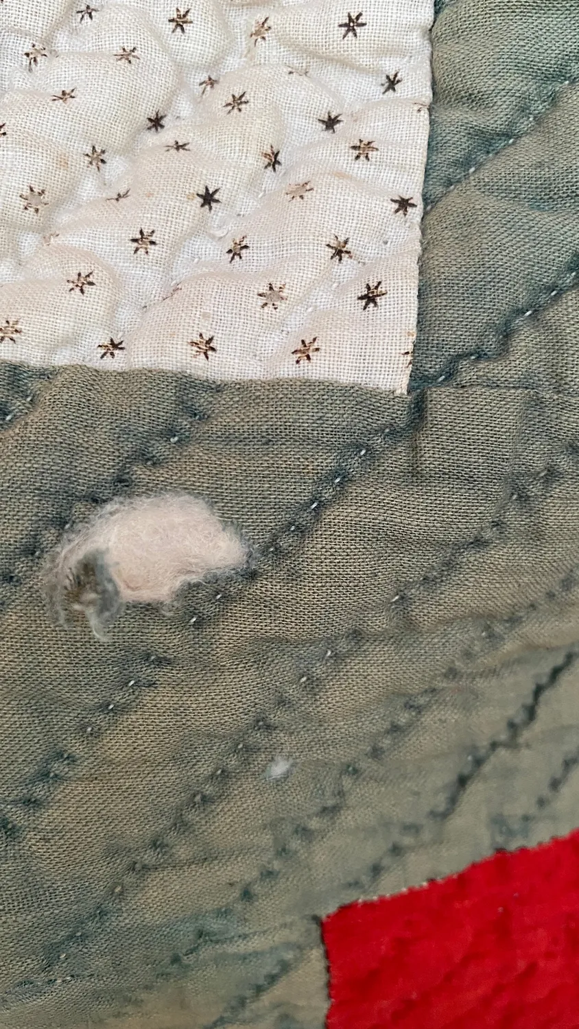 French General Early Streak quilt ancien 183x190 cm cousu main