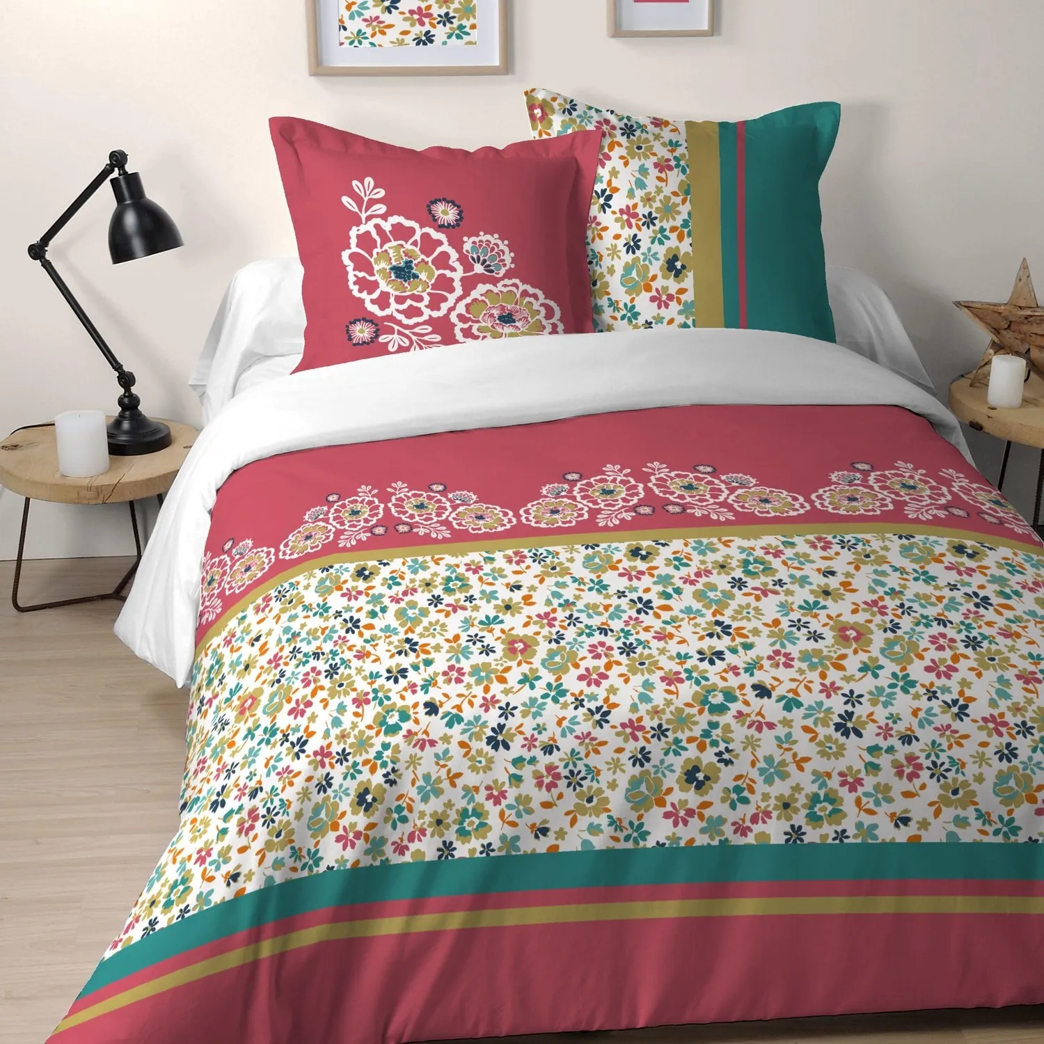 Stof Amaryllis parure housse de couette 240x220 coton multicolore