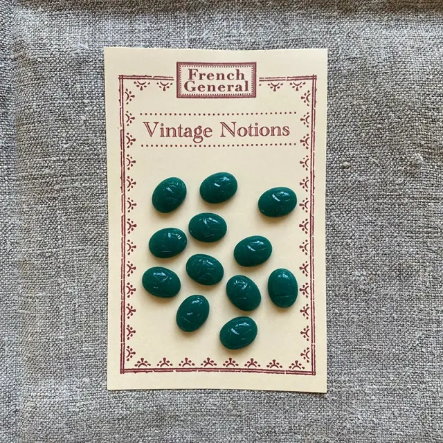 French General Vintage Jade cabochons scarabée vert jade 12x15mm lot 12
