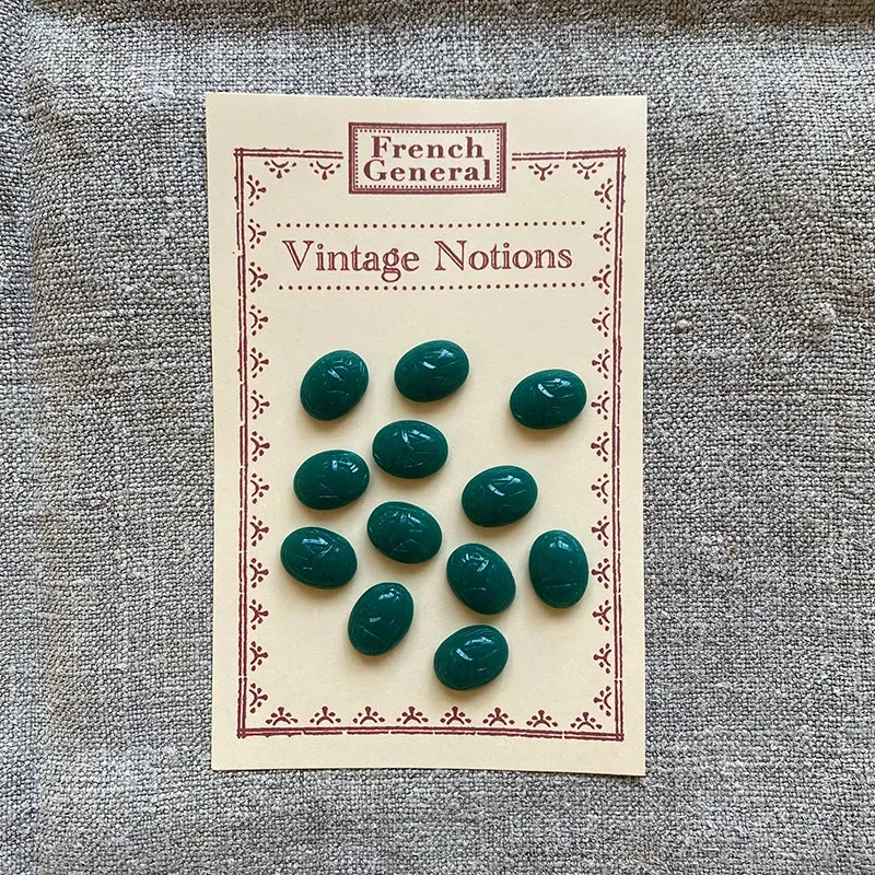French General Vintage Jade cabochons scarabée vert jade 12x15mm lot 12