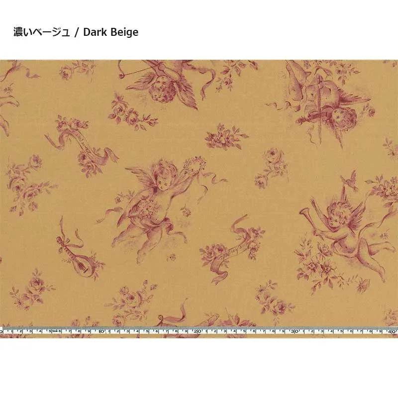 Yoko Saito web2601-A03 tissu coton beige foncé au mètre anges