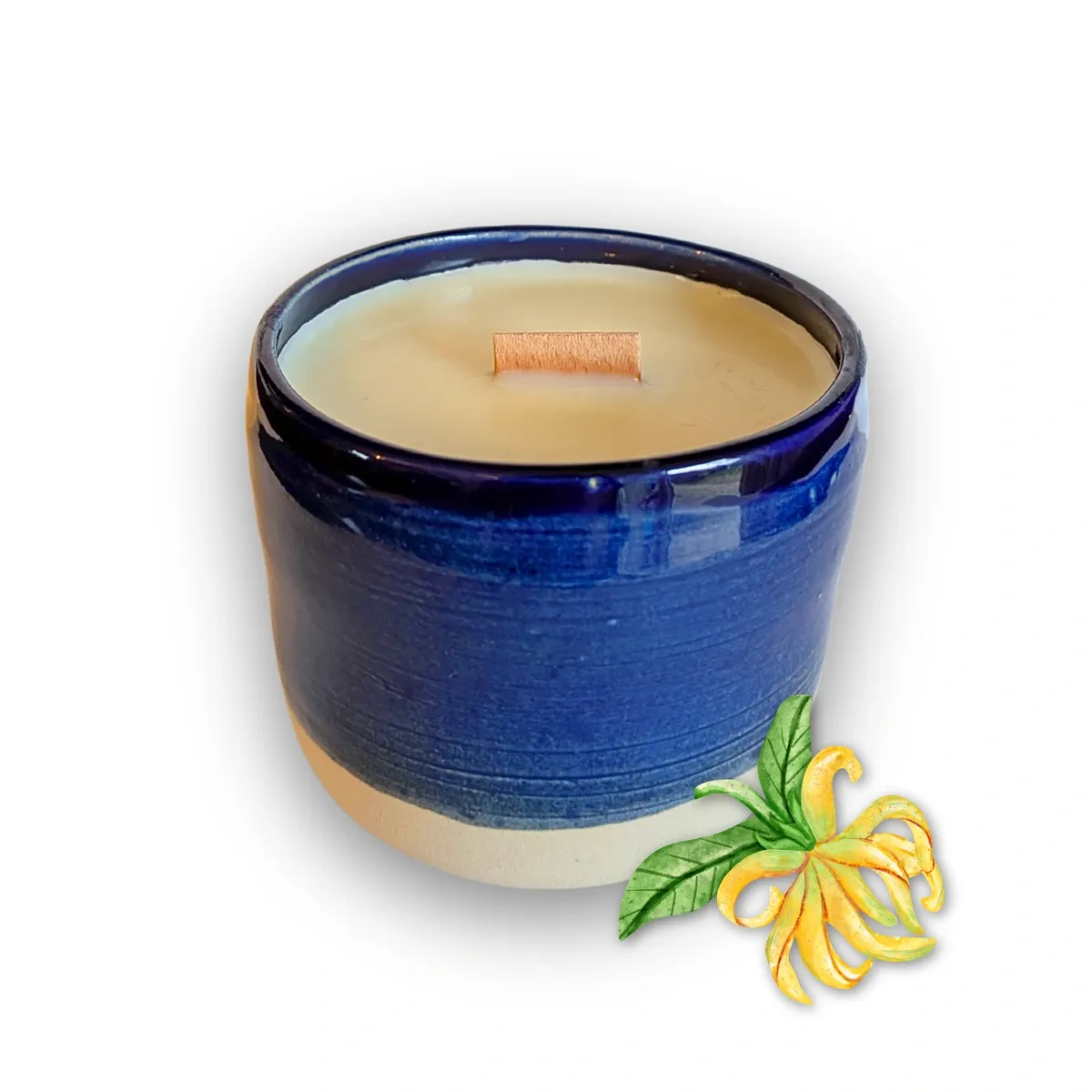 Tribu Indigo Ylang-Ylang bougie parfumée 40h mèche bois