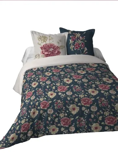 Lovely Casa Flore parure 260x240 cm bleu coton