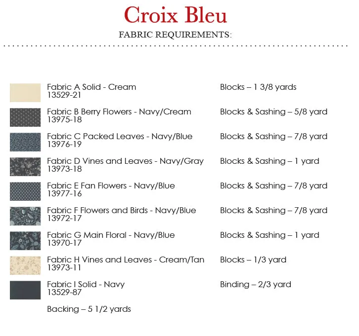 French General Sacre Bleu Croix Bleu patron patchwork bleu