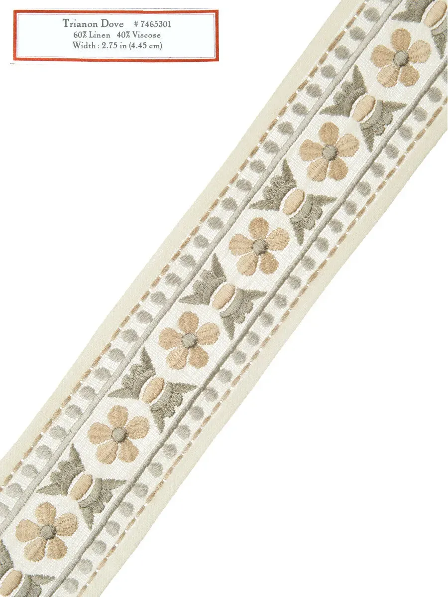 French General Trianon Dove galon tissé gris 7 cm au mètre
