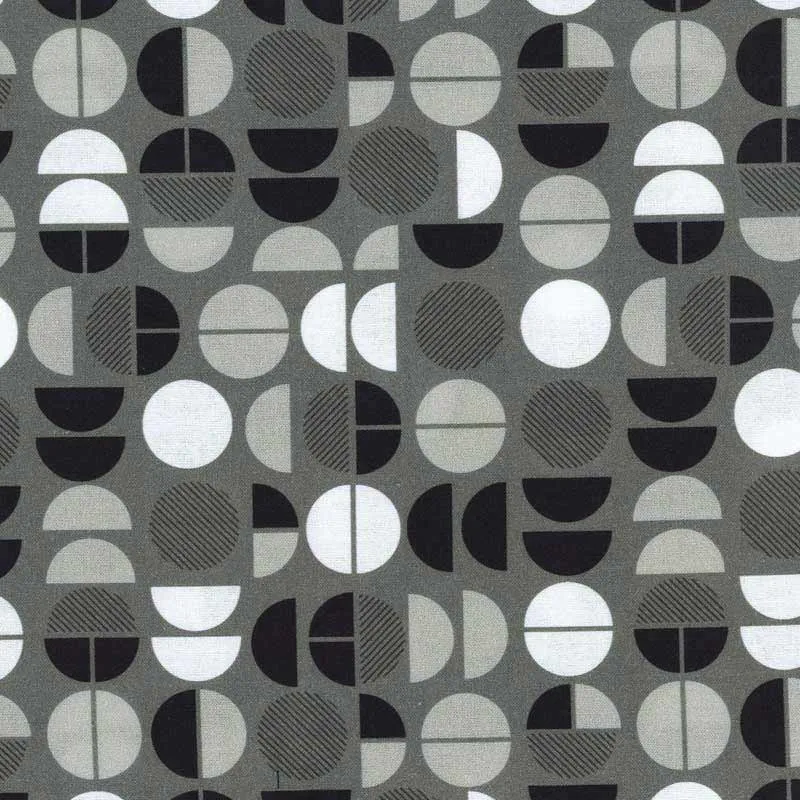 Yoko Saito 2026-04-A06 tissu coton cercles noir au mètre