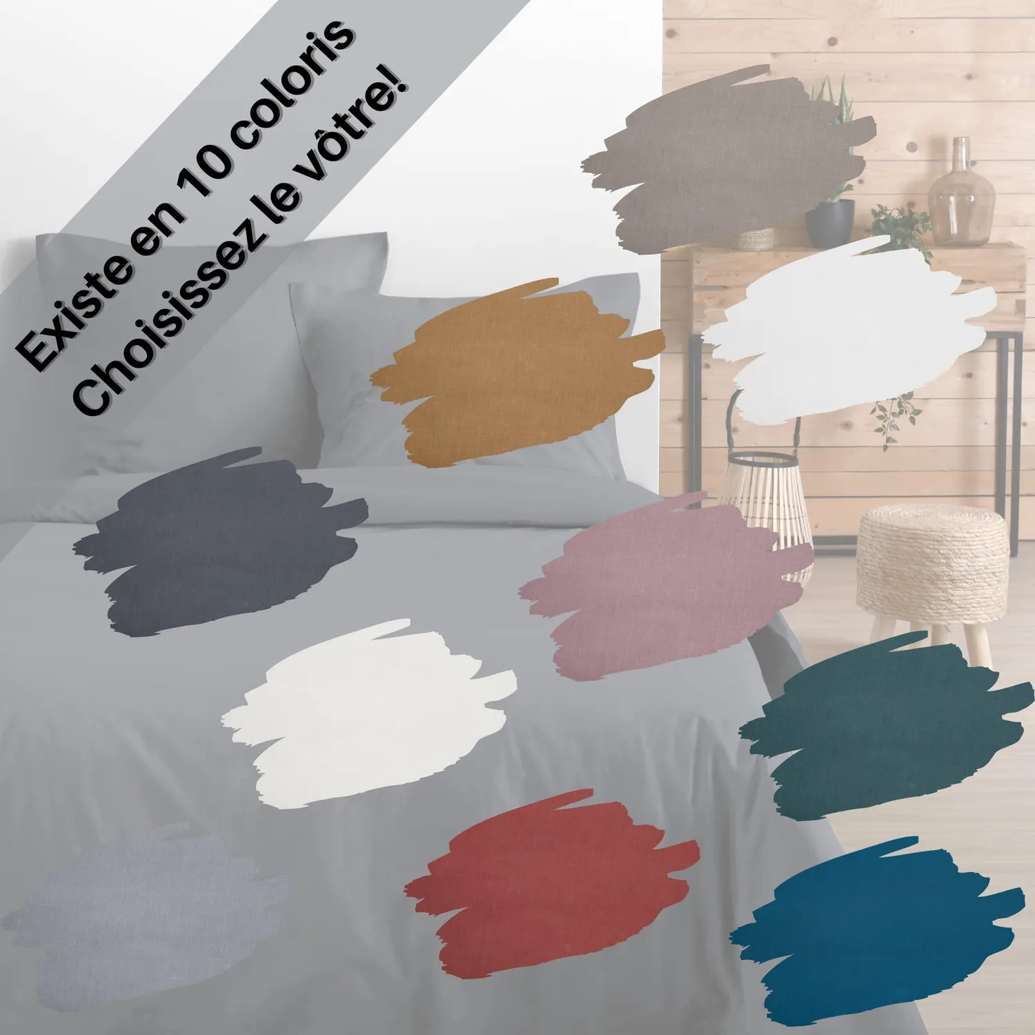 Stof Eden taie d’oreiller 63x63 cm ardoise coton