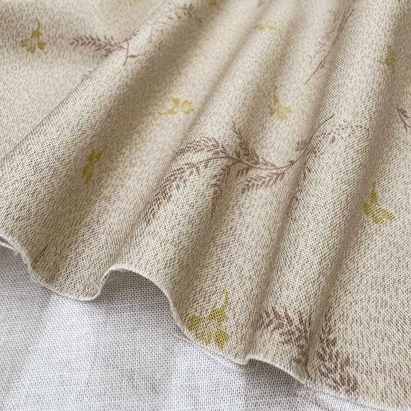 Yoko Saito 2026-05-A12 tissu coton gris fleurs vertes au mètre