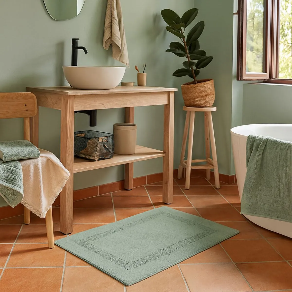 Stof Softness Tapis Coton Lichen 50x80 cm Lavable
