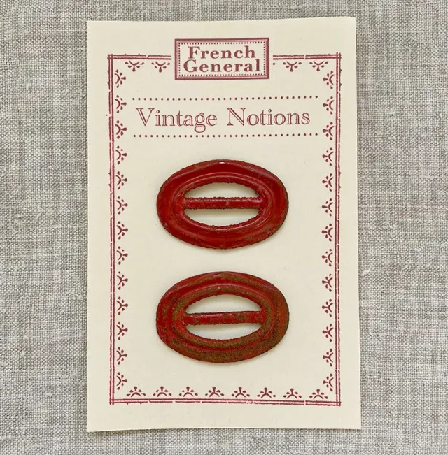 French General Red Metal boucles métal rouges vintage