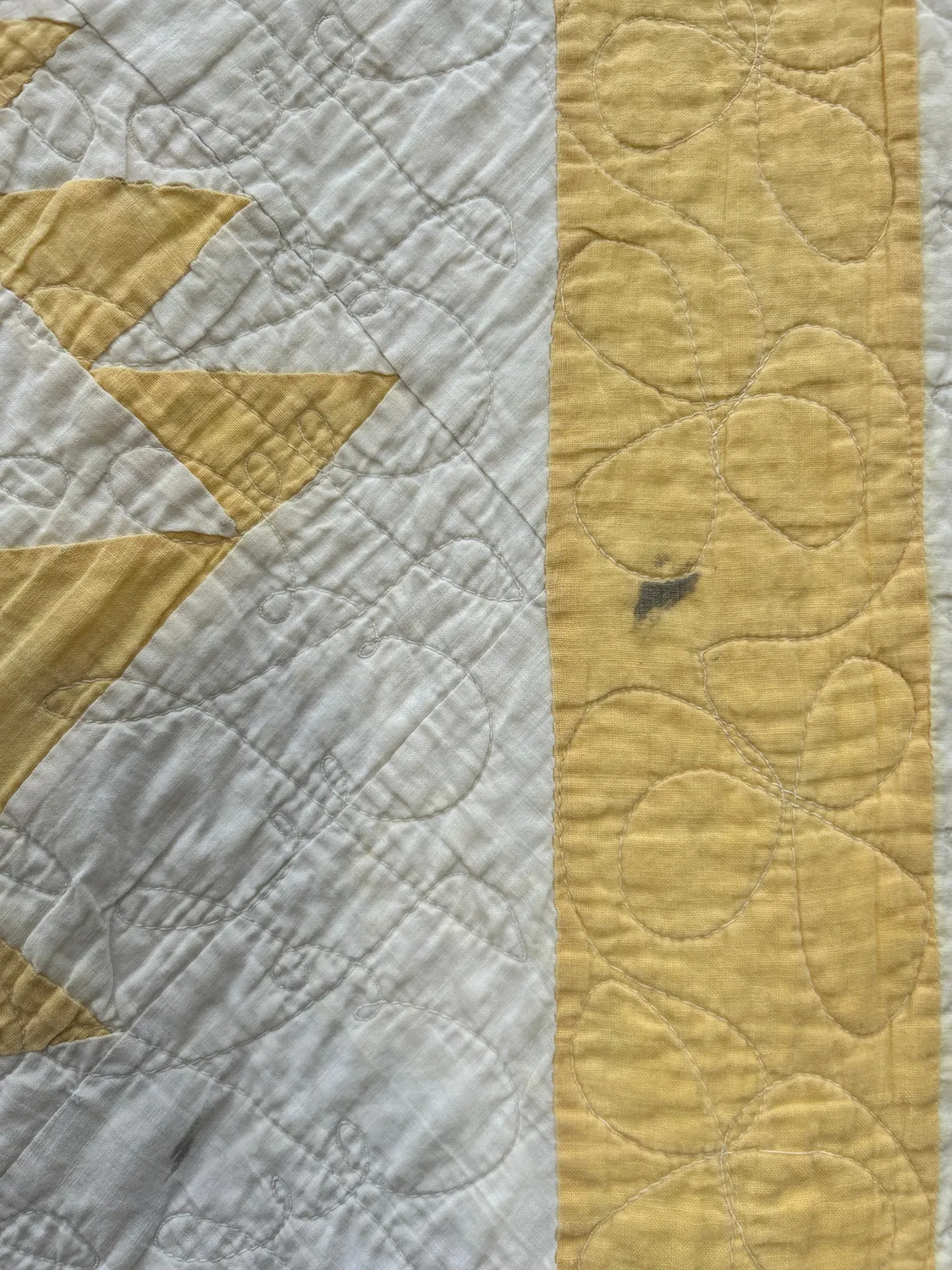 French General quilt vintage paniers jaune 62x76 pouces