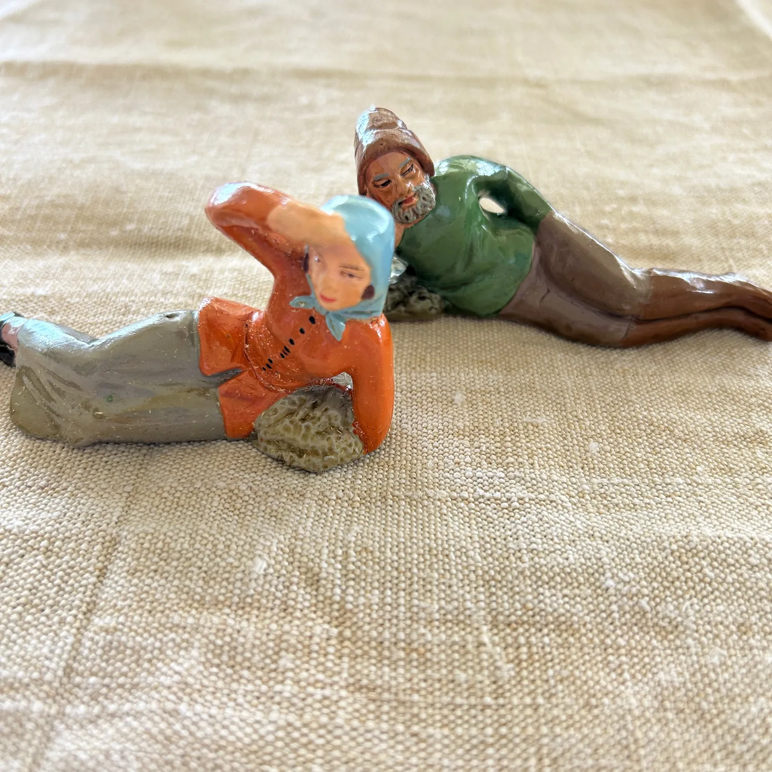 French General Found in France pêcheur figurine argile 10 cm