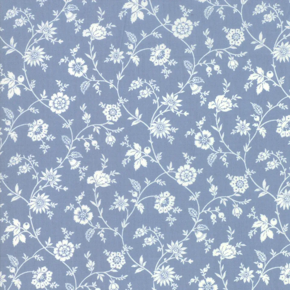 French General Tres Jolie tissu lawn coton Woad 13878 16LW