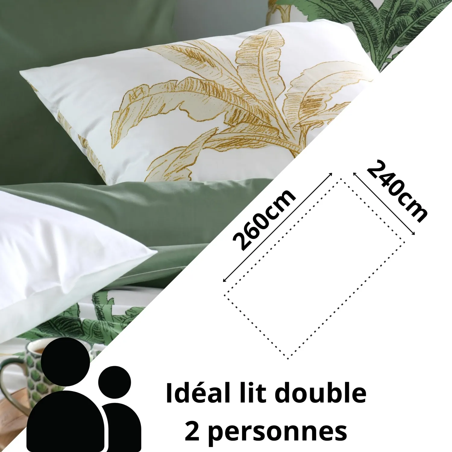 STOF Arama housse 260x240 cm verte percale de coton