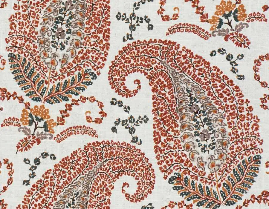 French General Jardin Santerre Rouge tissu ameublement lin 137cm rayé