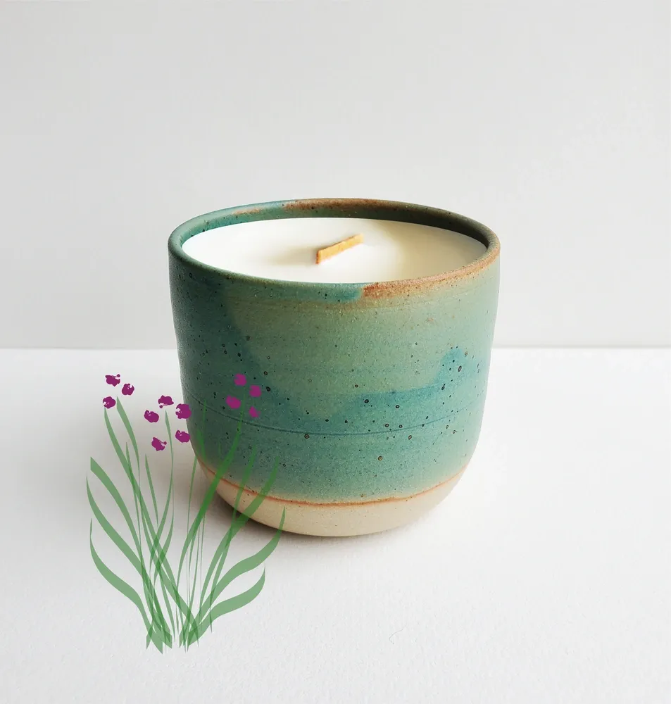 Tribu Indigo bougie palmarosa 30h mèche bois cire soja