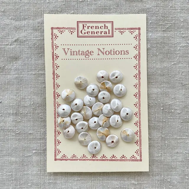 French General Vintage One Hole boutons soie blancs 12 mm x30