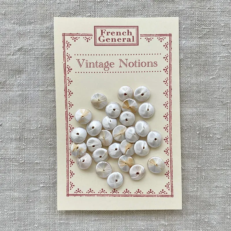 French General Vintage One Hole boutons soie blancs 12 mm x30