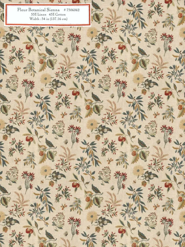 French General Fleur Botanical tissu déco Sienna au mètre