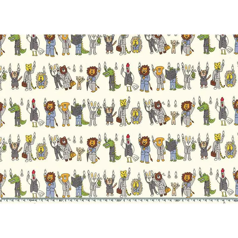 Yoko Saito 2026-05-A04 tissu coton animaux train au mètre
