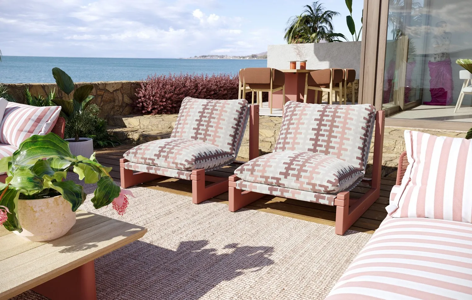 Elastron Lounge tissu outdoor marsala d’extérieur