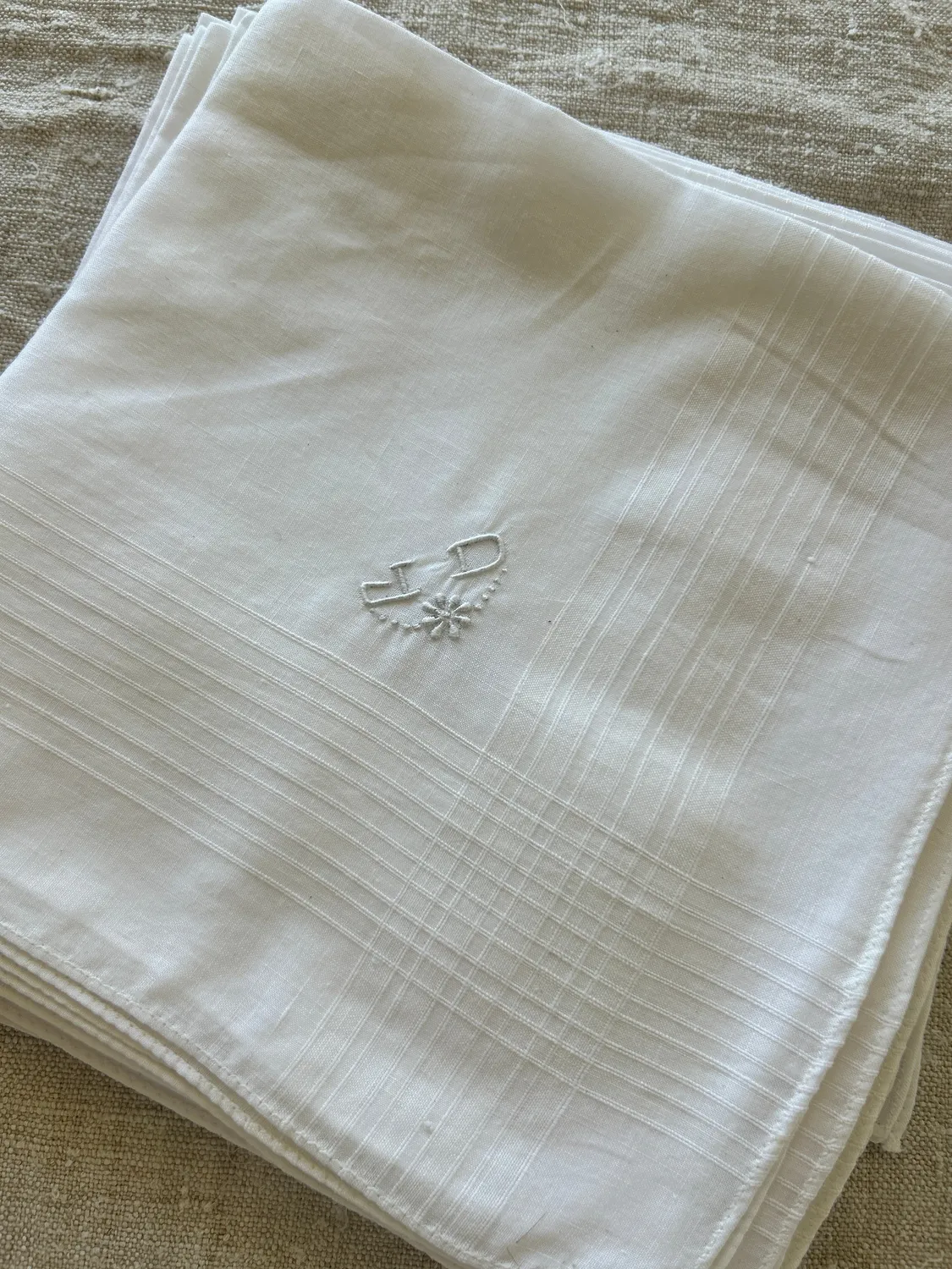 French General JD mouchoirs coton voile lot de 2 monogramme