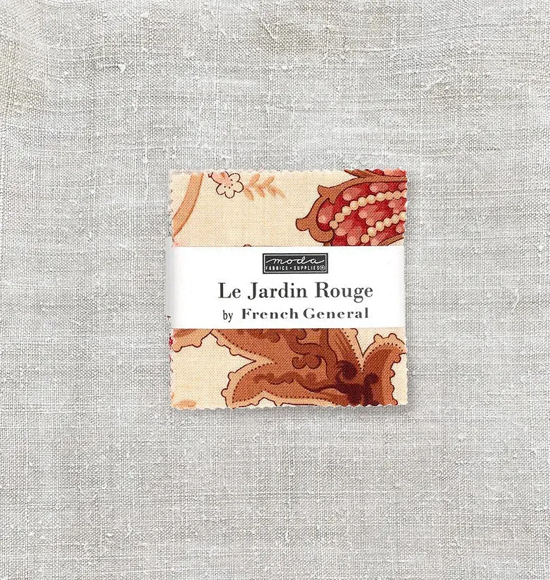 French General Le Jardin Rouge mini charm pack 42 coupons 6cm
