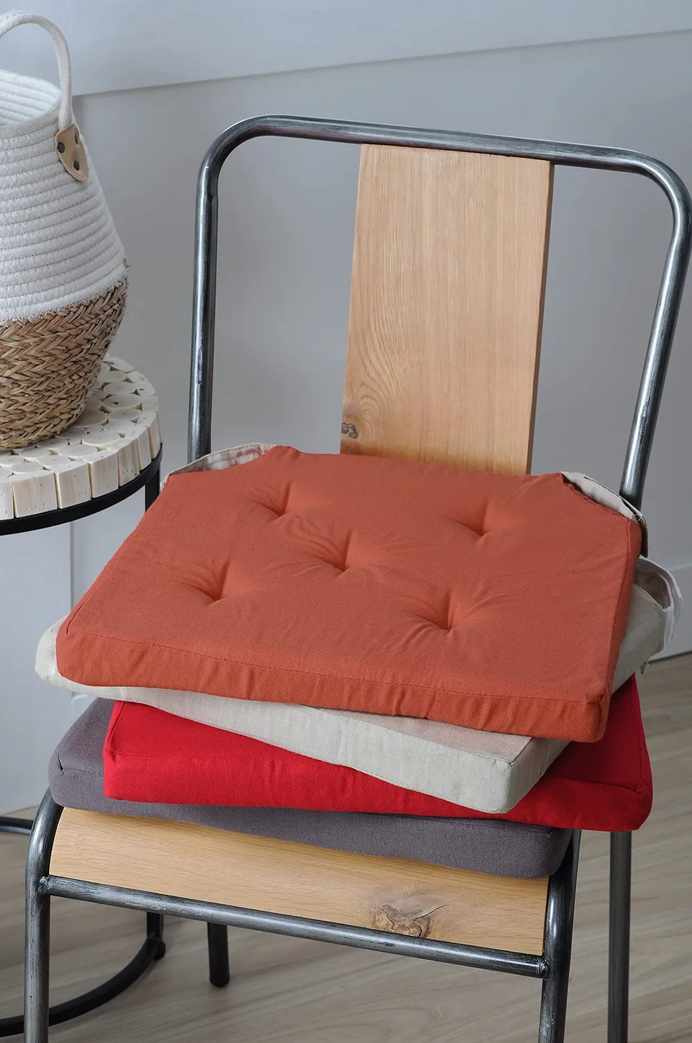 STOF Charme galette de chaise rouge 40x40 cm coton
