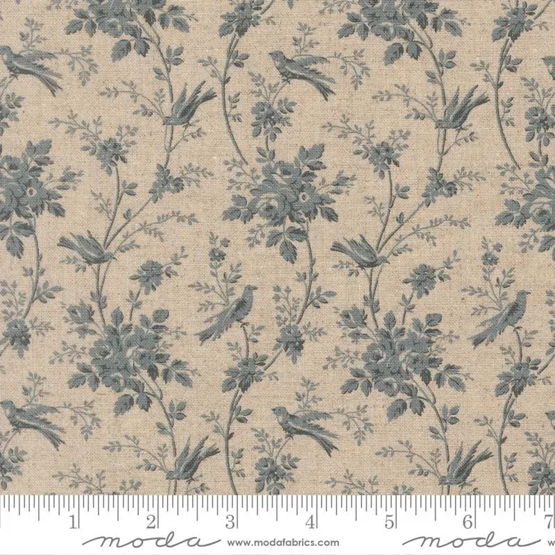 French General Fleur de Paris Mochi Linen Pearl Blue 13996 tissu