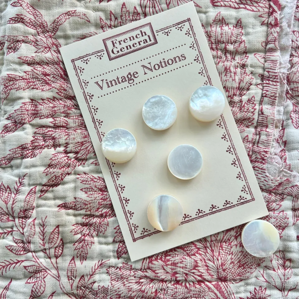 French General Vintage boutons nacre blanc 22mm lot 6