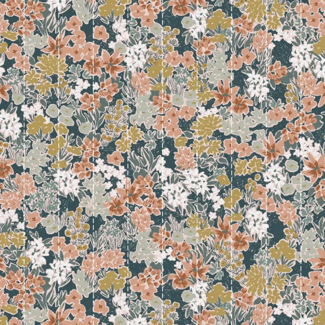 La Maison Naïve Satin Coton Matelassé Prairie Paon échantillon