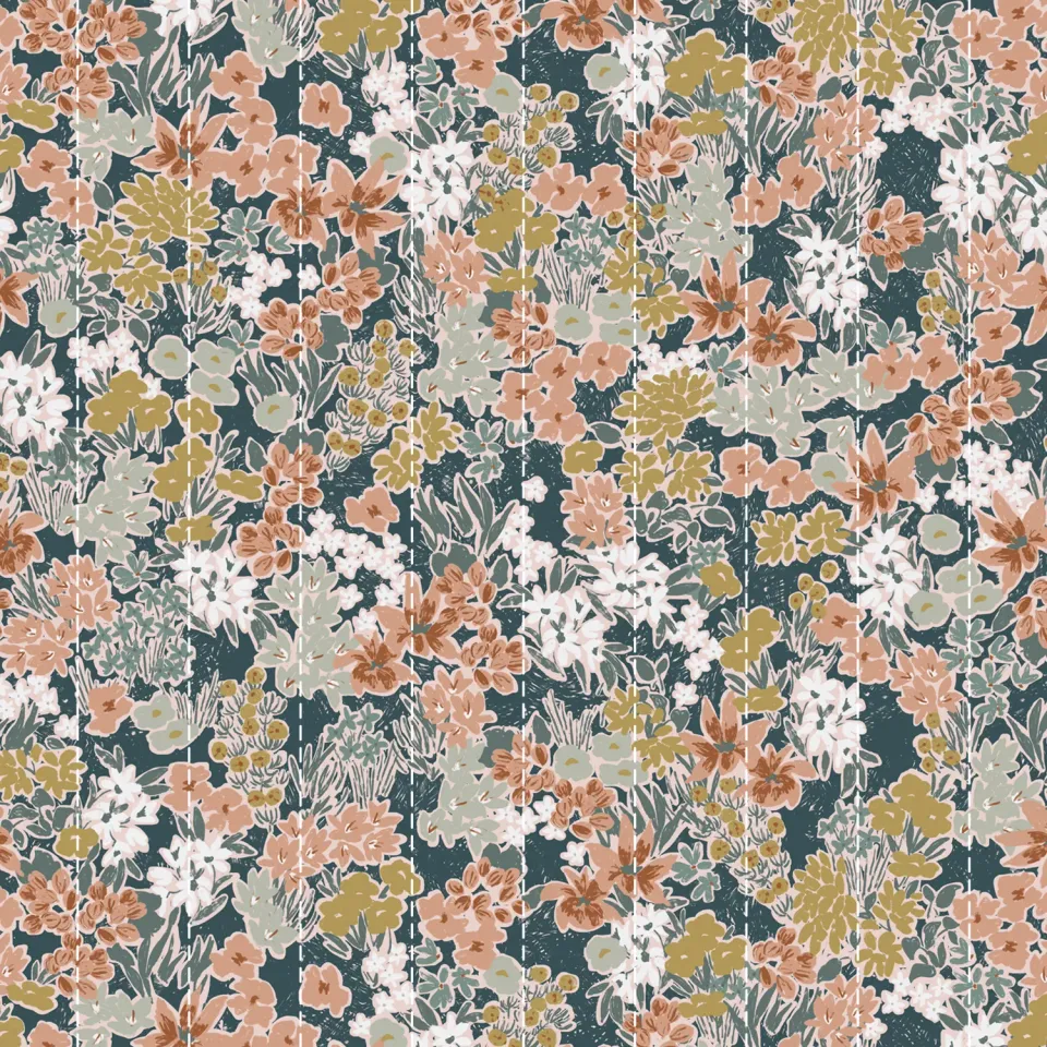 La Maison Naïve Satin Coton Matelassé Prairie Paon échantillon