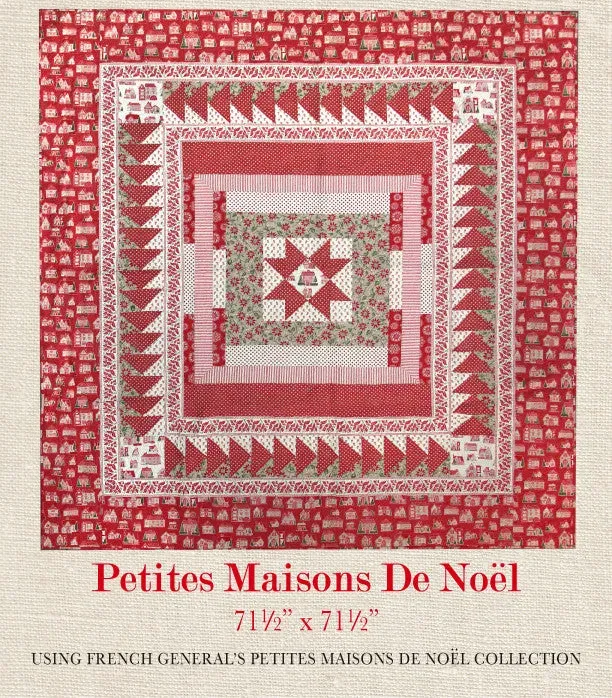 French General Petites Maisons de Noël patron quilt papier 182 cm