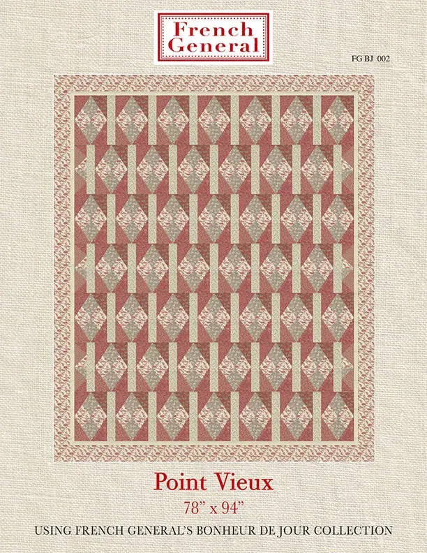 French General Bonheur de Jour Pointe Vieux patron quilt rouge gris