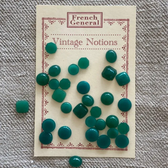 French General cabochons verre jade vert x30 mixte