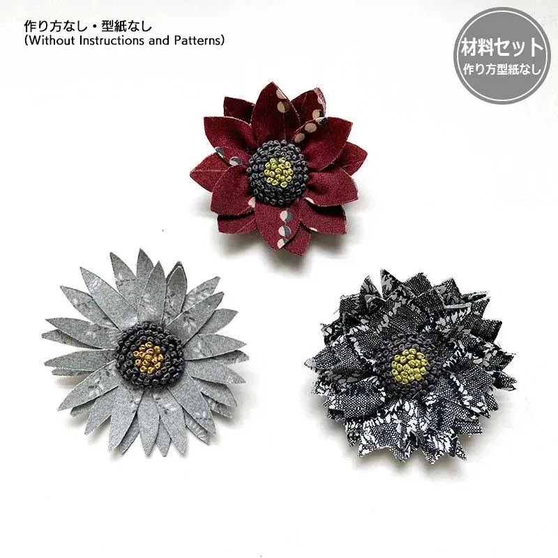 Yoko Saito Sutekini kit 3 broches fleurs sans patron