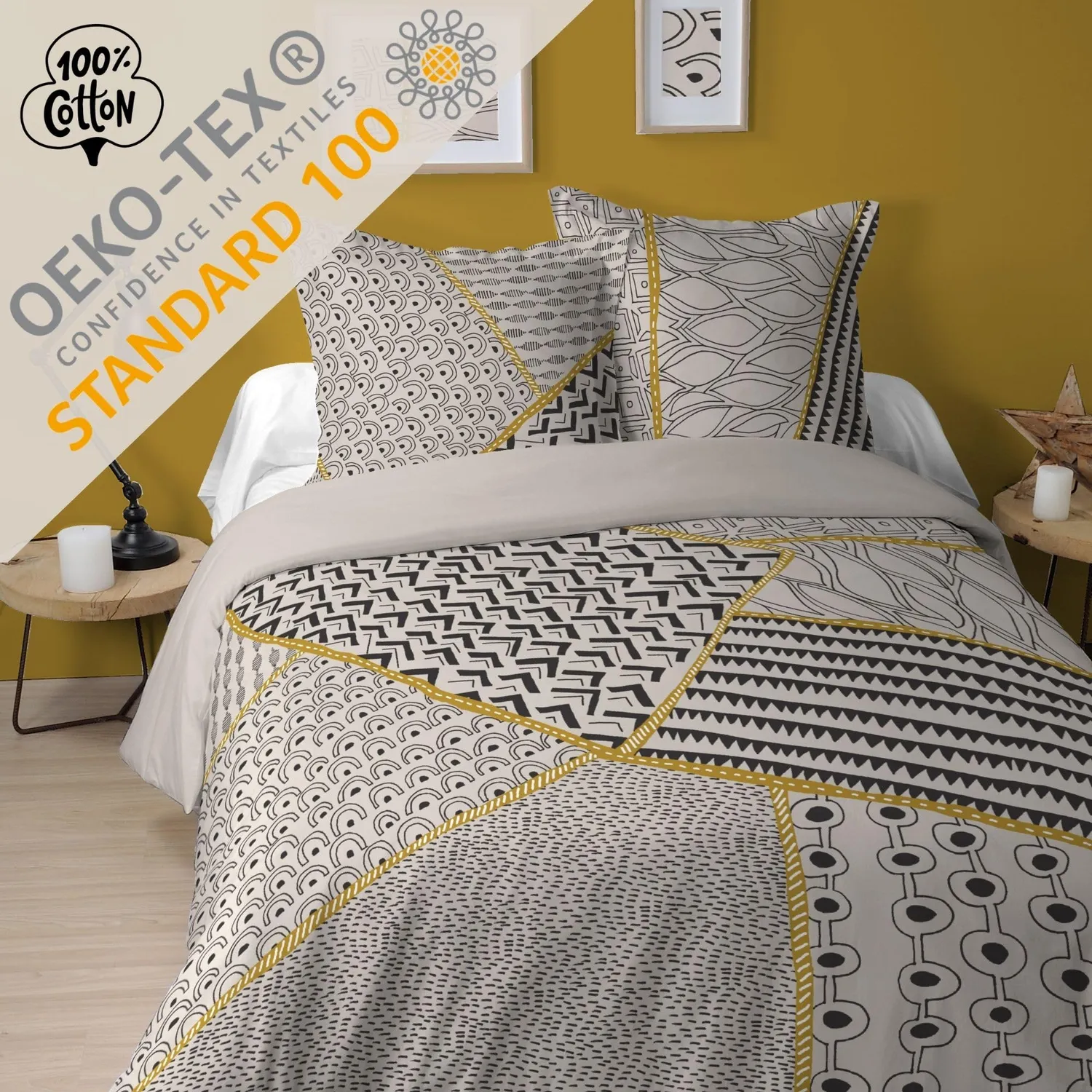 Stof Fresno parure housse couette 240x220 jaune