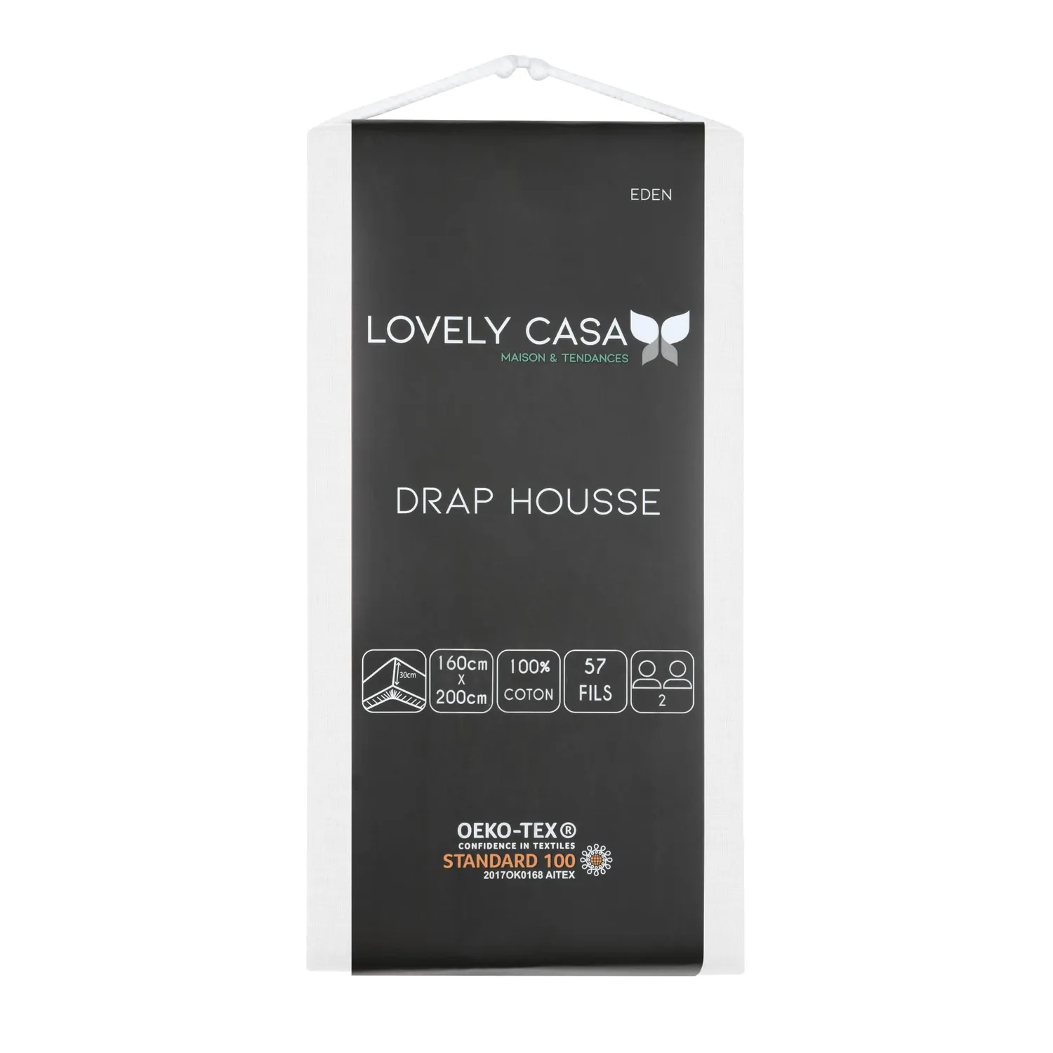 STOF Eden drap-housse 160x200 blanc coton