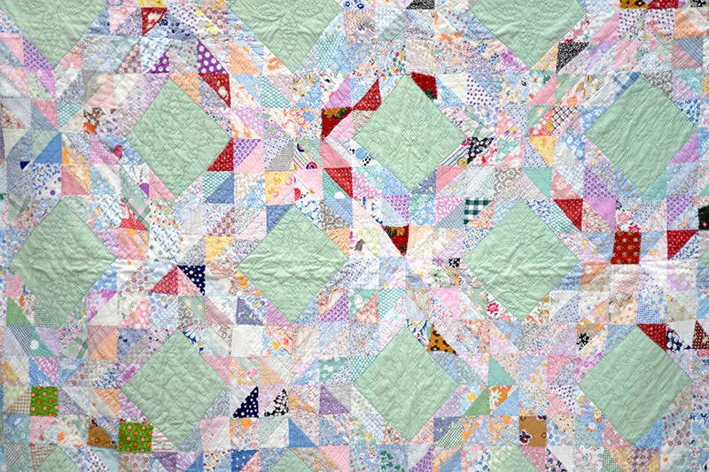 French General Variable Star quilt ancien cousu main 218x198 cm